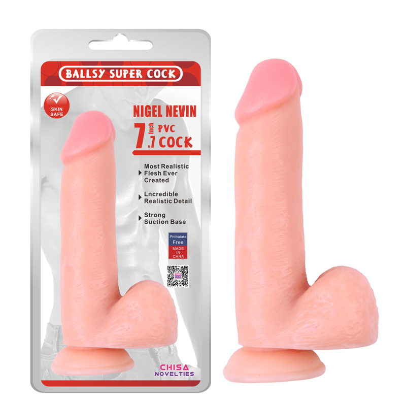 Фалоімітатор на присосці Chisa Ballsy Super Cock  7.7 з яєчками, бежевий