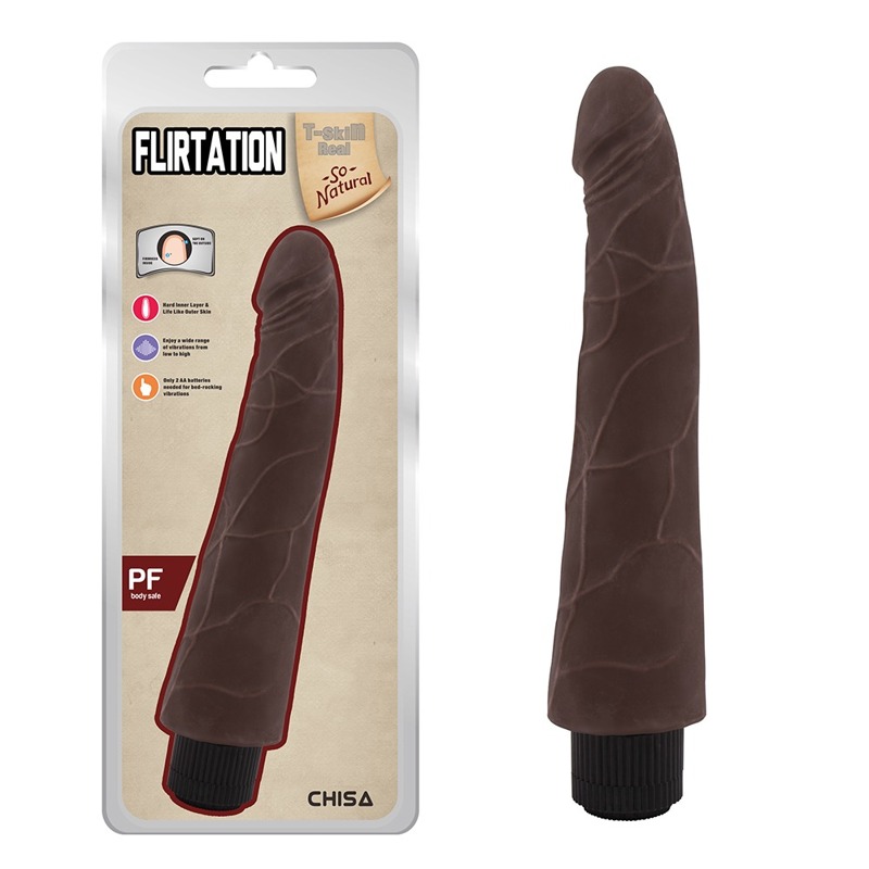 Вібратор з кібершкіри Chisa T-skin ReaL Flirtation на батарейках, коричневий Вібратор з кібершкіри Chisa T-skin ReaL Flirtation на батарейках, коричневий