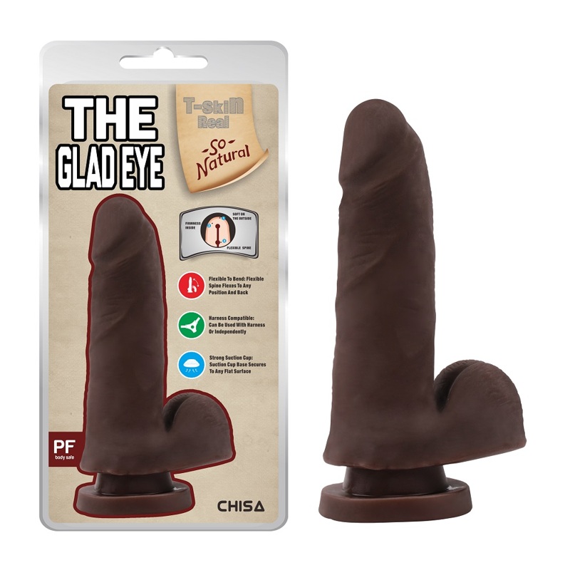 Фалоімітатор з хребтом Chisa T-skin ReaL The Glad Eye, коричневий