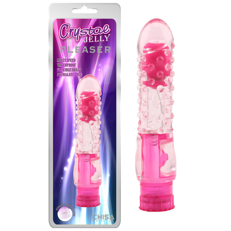 Вібратор із рельєфом Chisa Crystal Jelly Pleaser на батарейках, рожевий