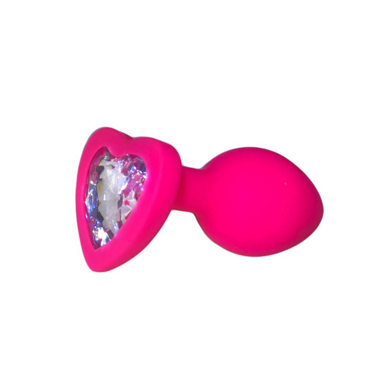 Анальная пробка Pink Silicone Heart White Shape S