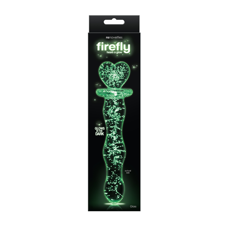 Фаллоимитатор стеклянный светящийся NS Novelties FIREFLY GLASS HEART A GLOW CLEAR
