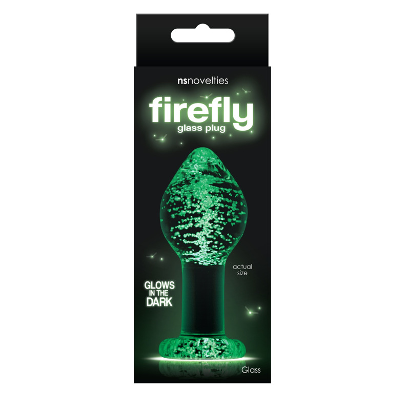 Анальная пробка стеклянная светящаяся NS Novelties FIREFLY GLASS PLUG LARGE CLEAR