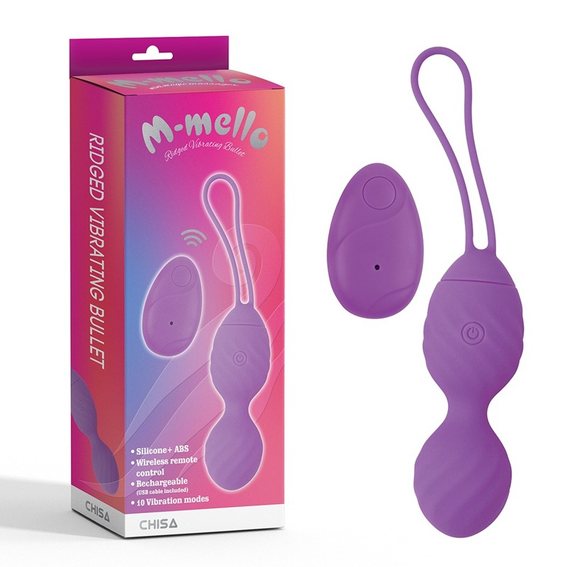 Віброяйце з пультом керування Chisa M-Mello Ridged Vibrating Bullet, фіолетовий
