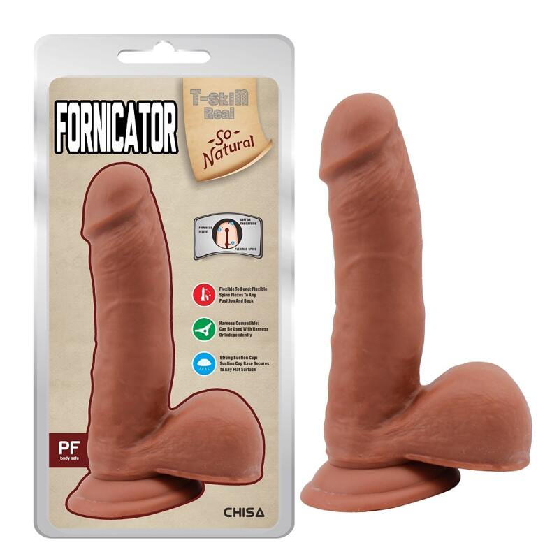 Фалоімітатор реалістичний на присосці Сhisa T-skin ReaL Fornicator мулат, 19 х 4 см