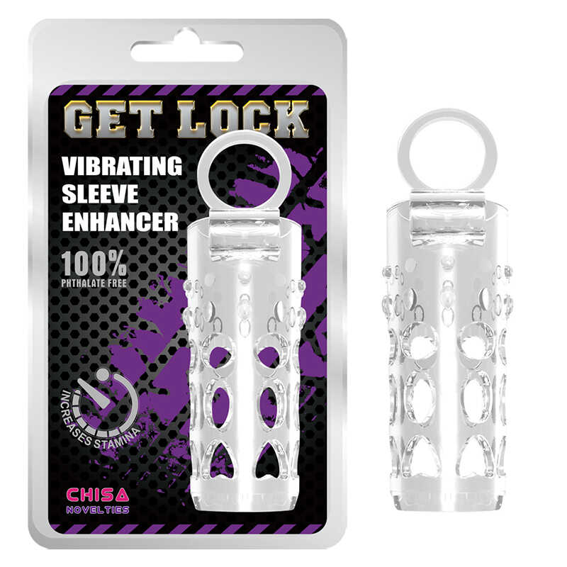 Насадка на член рельєфна Chisa Get Lock з кільцем на мошонку та місцем для вібропулі, прозора