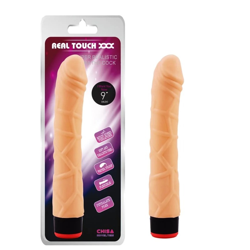 Вібратор реалістичний CHISA Real Touch XXX з кібершкіри на батарейках, бежевий