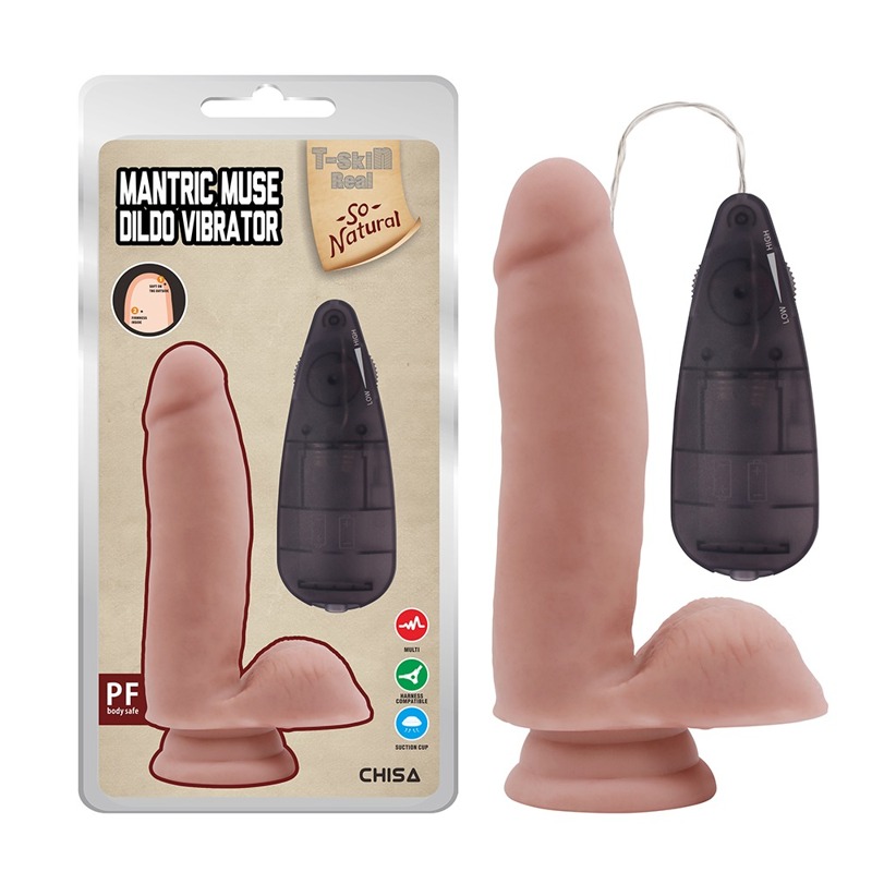 Вібратор реалістичний Chisa T-skin ReaL, з пультом, бежевий, 17.5 х 3.8 см