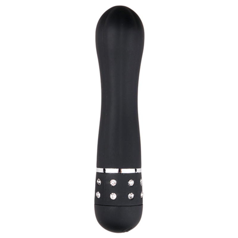 Вибратор Love Diamond Vibrator черный, украшенный стразами, 11.4 см.