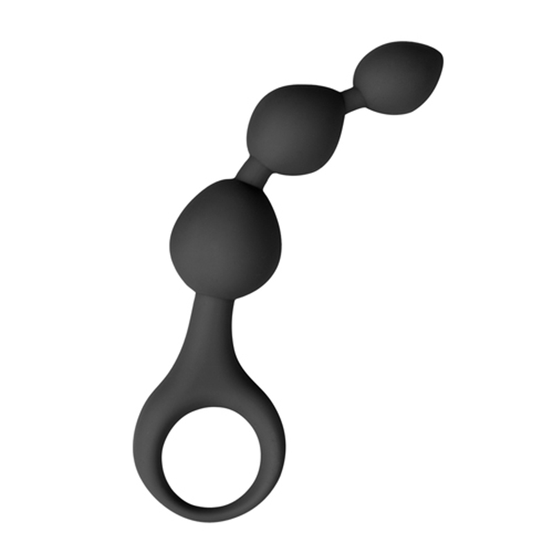 ET181BLK Анальные шарики Easytoys, силиконовые, черные, 15 х 3.3 см