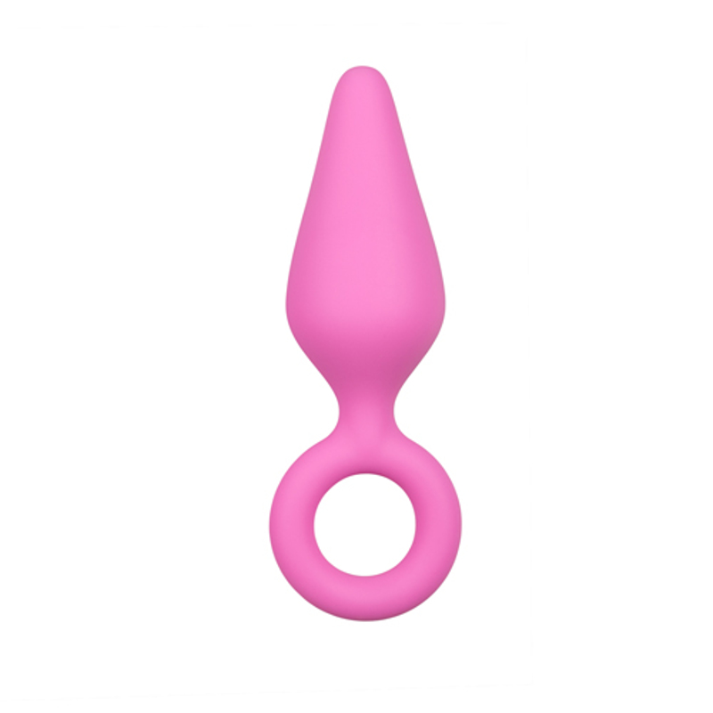 Анальная пробка со стоппером-кольцом Easytoys, силиконовая, розовая, 12 х 3.5 см