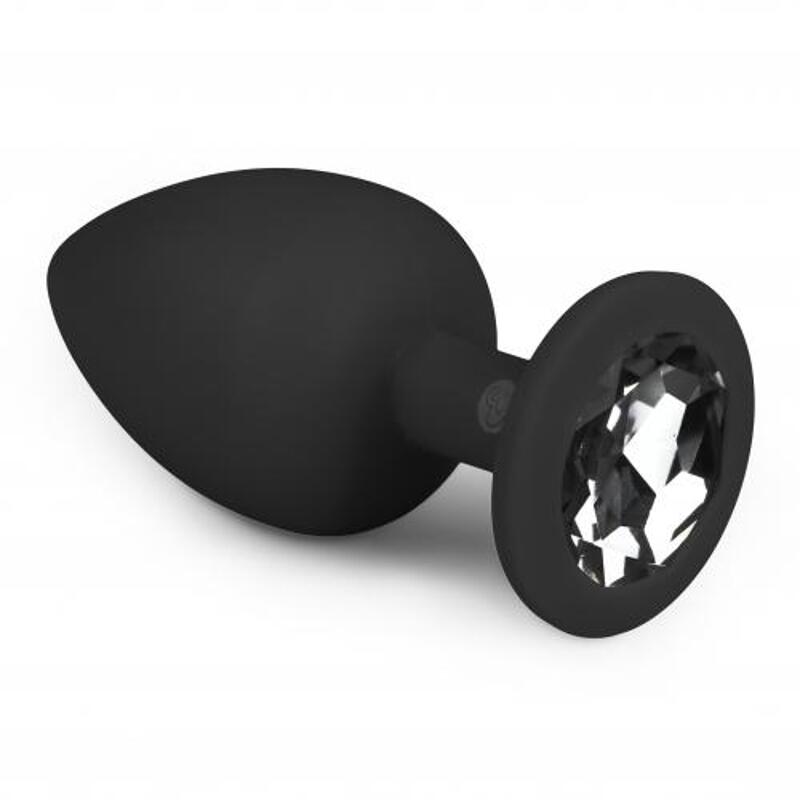 Анальная пробка с кристаллом Easytoys, силиконовая, черная, 10 х 4 см
