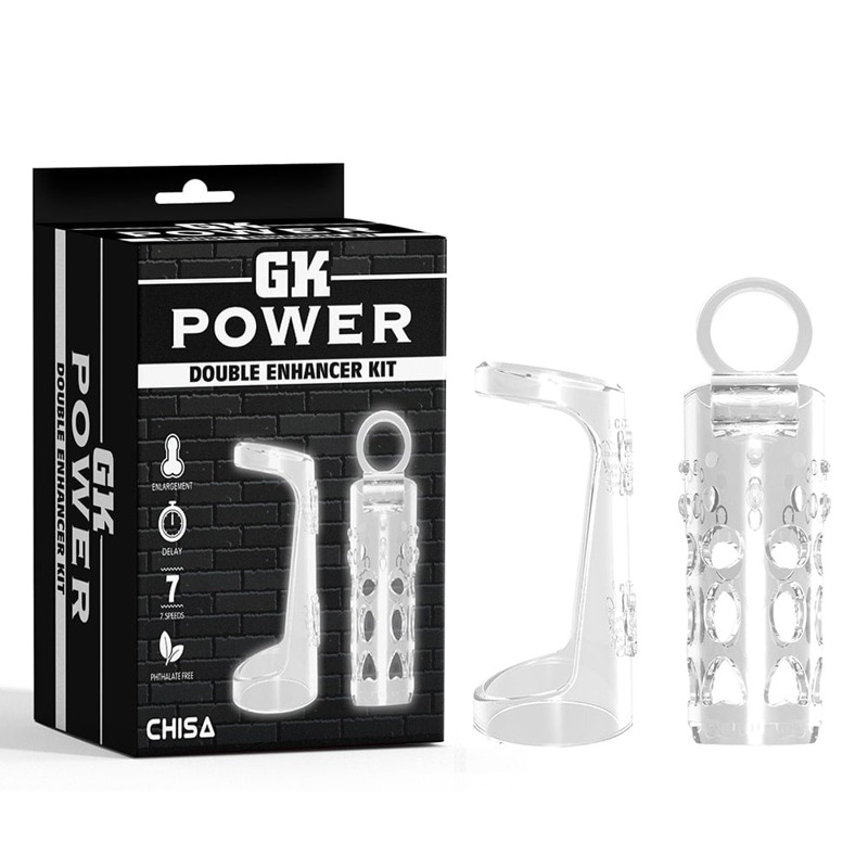Набор рельефных насадок на член Chisa GK Power Double Enhancer Kit с открытой головкой
