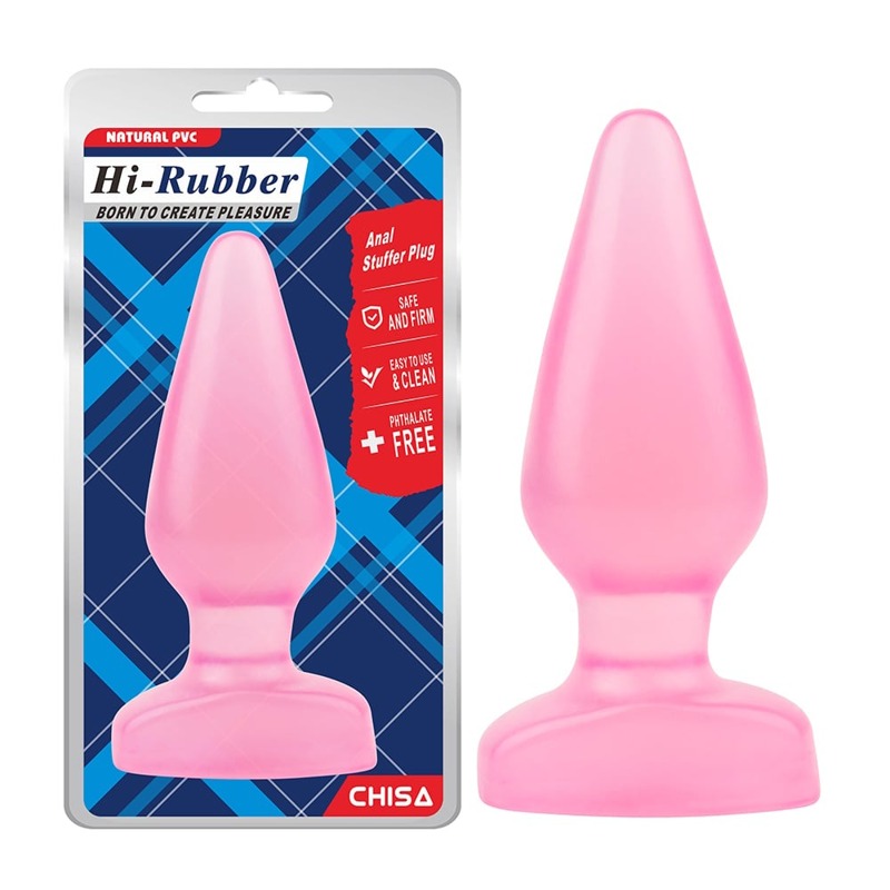 Велика анальна пробка Chisa Hi-Rubber у формі конуса, рожева