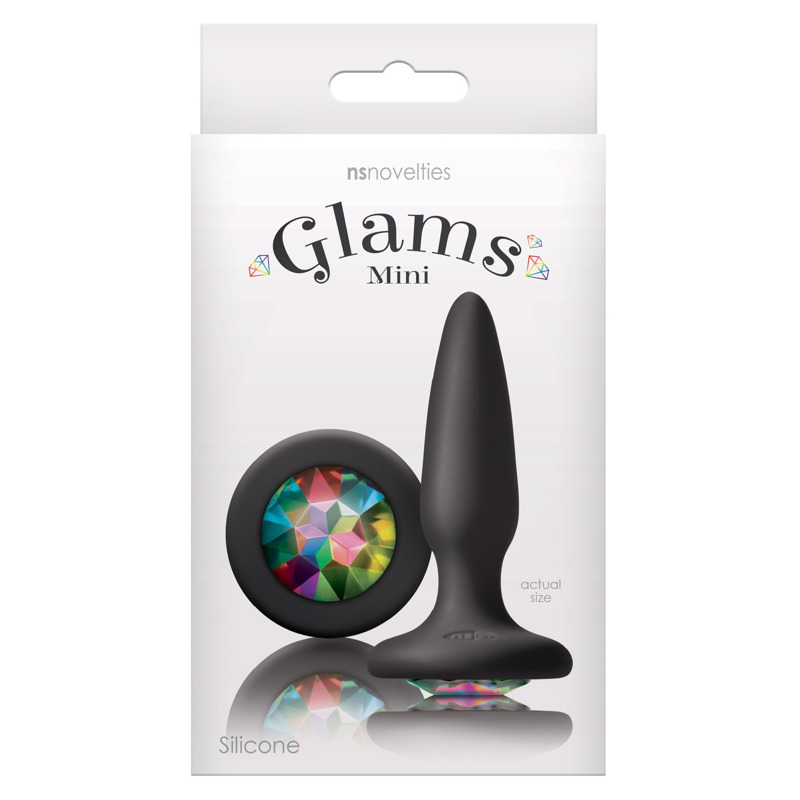 Анальная пробка с разноцветным кристаллом NS Novelties Glams, черный, Mini