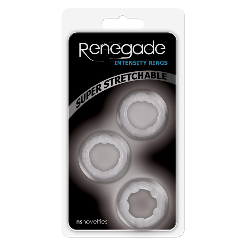 Набор эрекционных колец с рельефом NS Novelties Renegade Intensity, прозрачные, 3 шт.