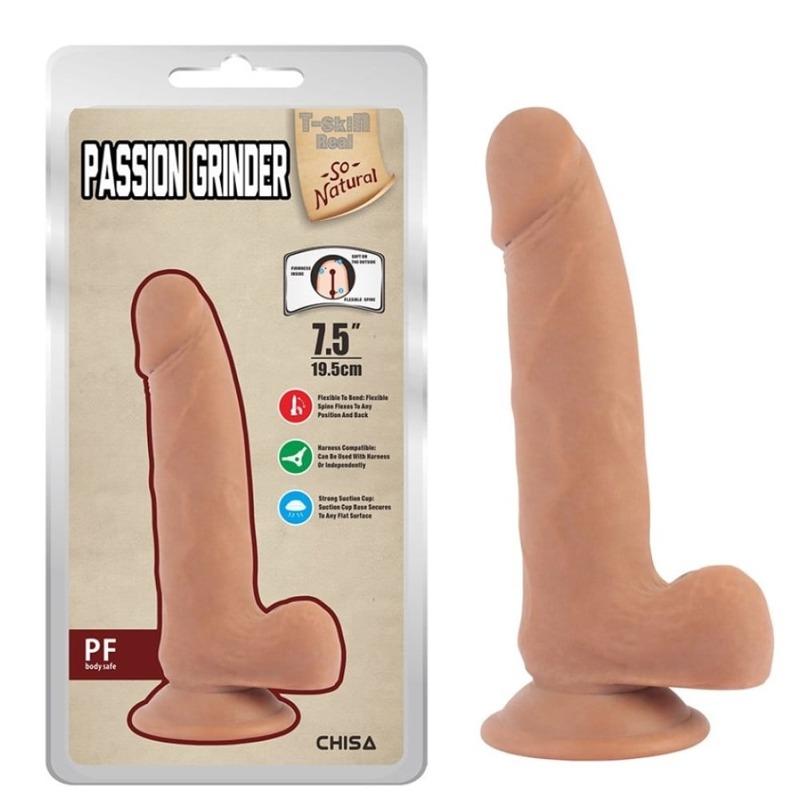 Фалоімітатор із присоскою реалістичний Chisa T-skin ReaL Passion Grinder, бежевий, 19.5 см
