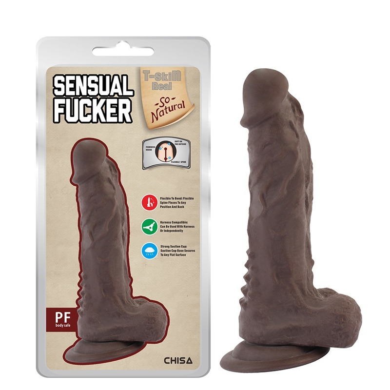 Фалоімітатор з мошонкою на присосці Chisa T-skin ReaL Sensual Fucker, коричневий