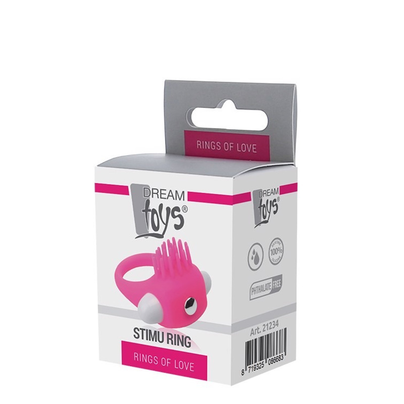 Ерекційне вібраційне кільце з вусиками Dream Toys Rings of Love рожеве Ерекційне вібраційне кільце з вусиками Dream Toys Rings of Love рожеве
