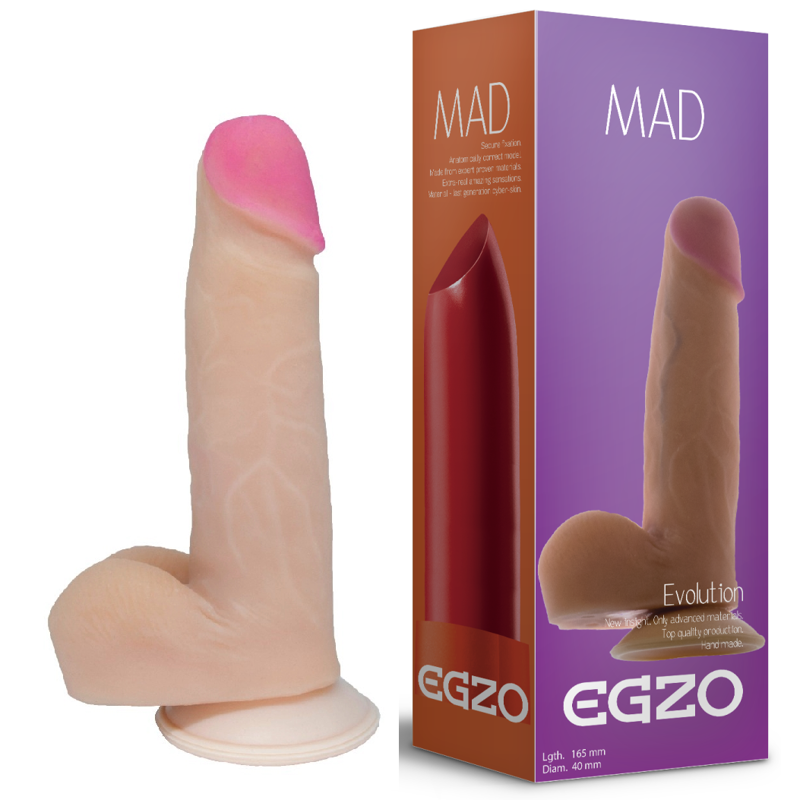 Фаллоимитатор реалистичный с мошонкой EGZO MAD Ciberskin Pushy Lover на присоске
