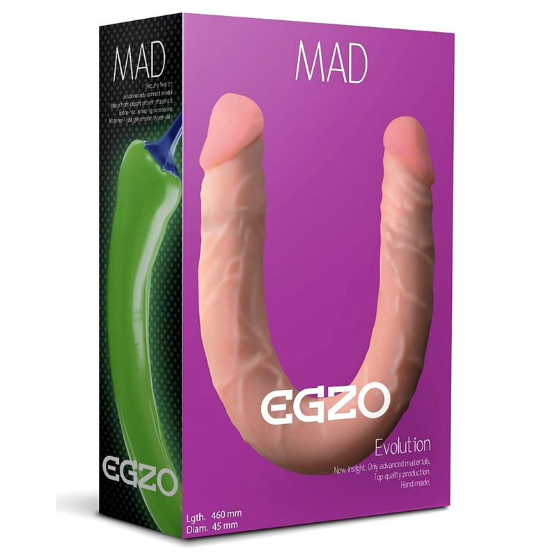 Двухсторонний фаллоимитатор EGZO MAD Ciberskin из киберкожи, телесный Двухсторонний фаллоимитатор EGZO MAD Ciberskin из киберкожи, телесный