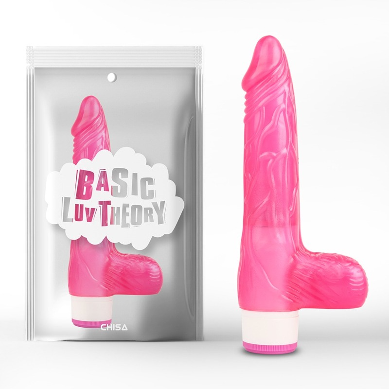 Вібратор з яєчками ребристий Chisa Basic Luv Theory, рожевий