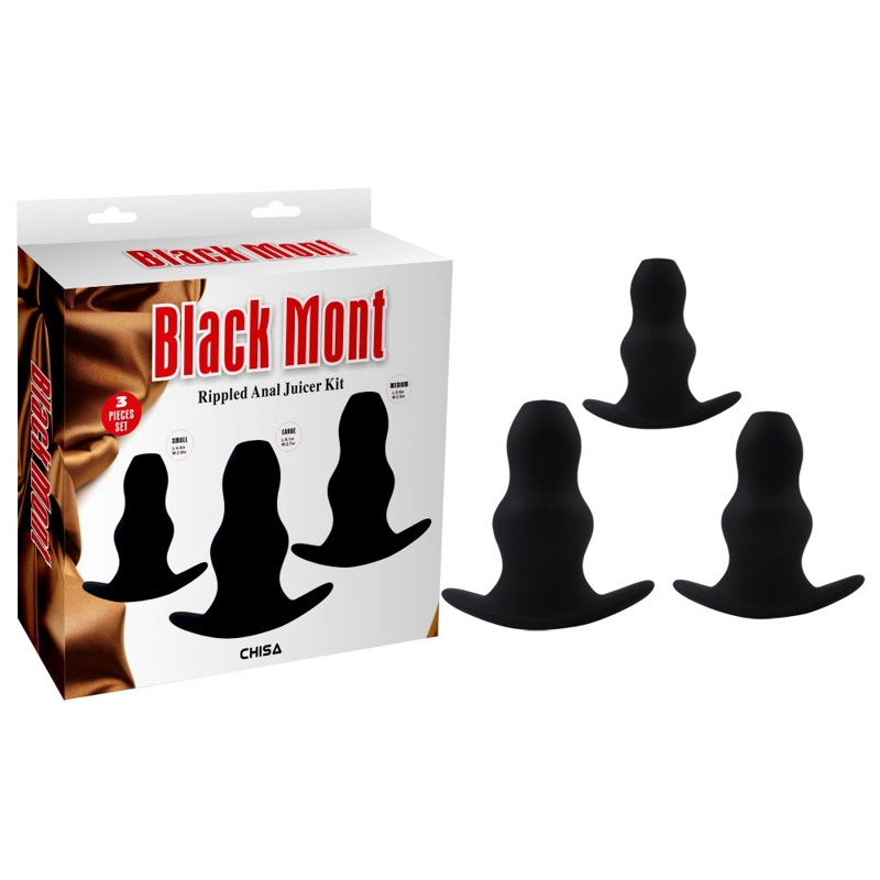 Набір анальних тунелів Chisa Black Mont Rippled Anal Juicer Kit, чорний Набір анальних тунелів Chisa Black Mont Rippled Anal Juicer Kit, чорний