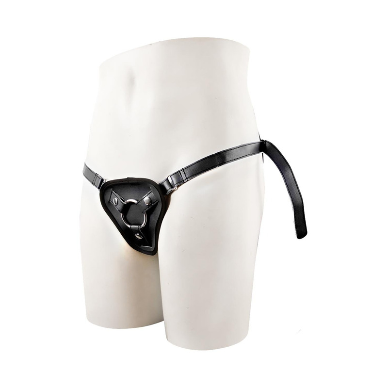 Трусики для стпрапона с 2 кльцами STRAPON BLACK PU HARNESS WITH TWO RINGS