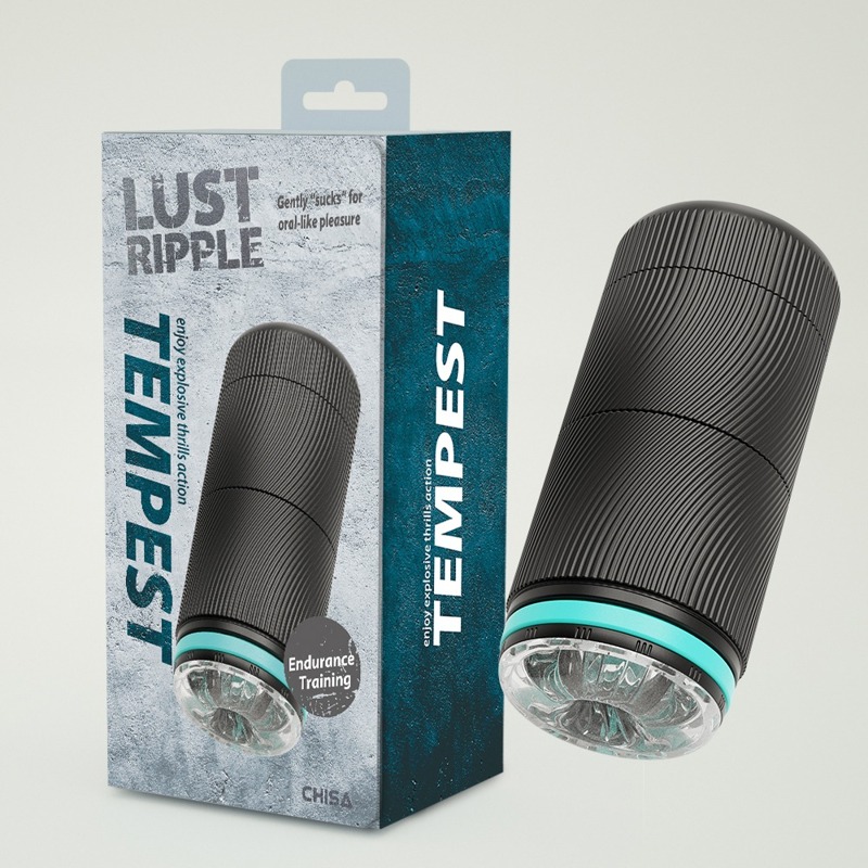 Мастурбатор прозорий у чорній колбі Chisa Lust Ripple Tempest