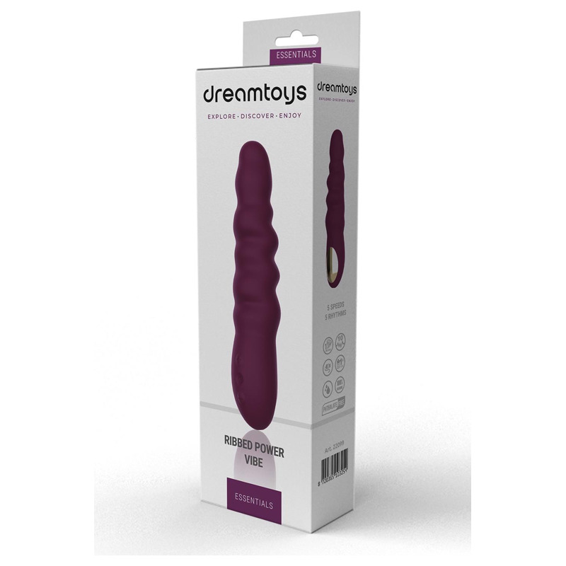 Вибратор классический рельефный Dream Toys ESSENTIALS Ripped Power Vibe, фиолетовый