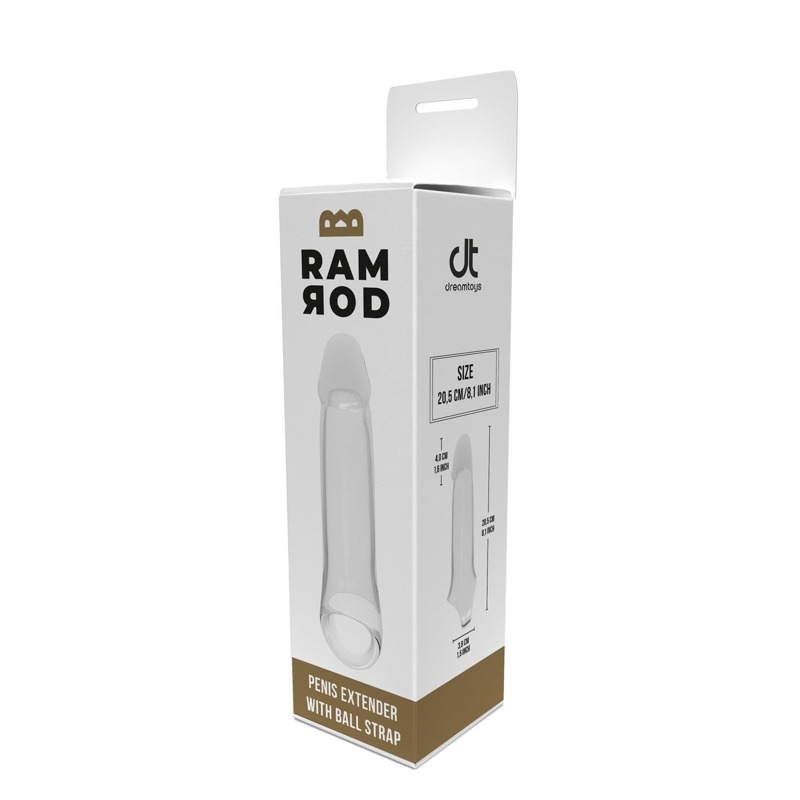 Удлиняющая гладкая насадка для пениса Dream Toys RAMROD, прозрачная