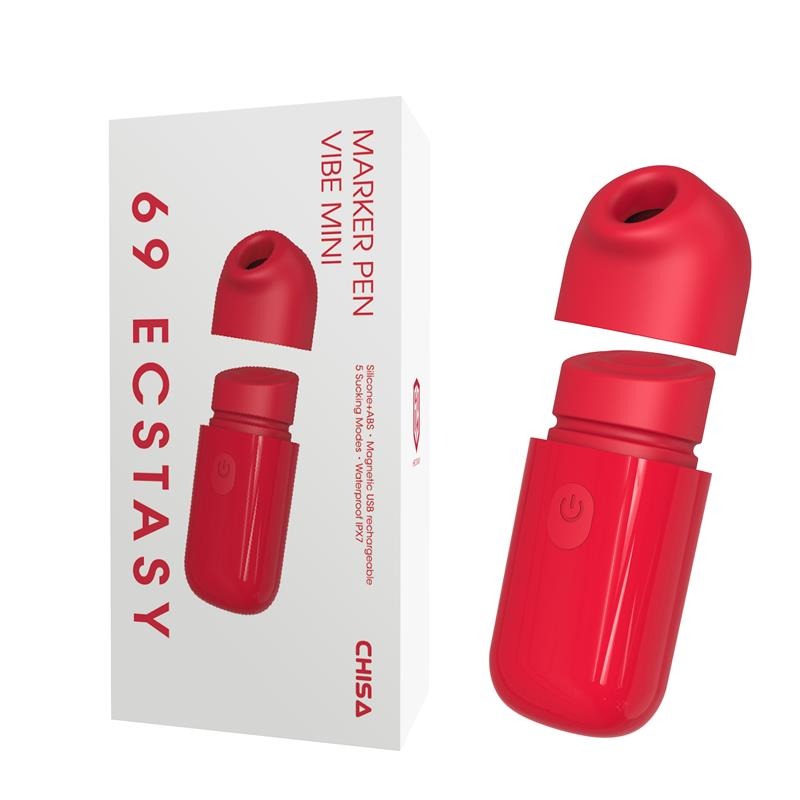 Міні вібратор Chisa 69 ECSTASY Marker Pen з вакуумною стимуляцією клітора, червоний Міні вібратор Chisa 69 ECSTASY Marker Pen з вакуумною стимуляцією клітора, червоний