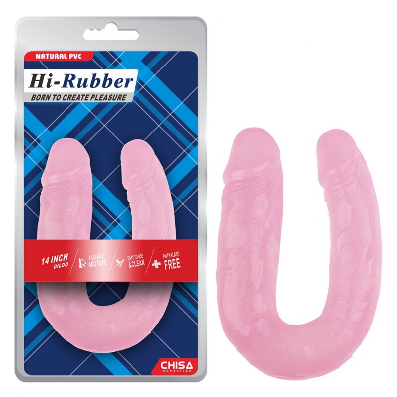 Фалоімітатор реалістичний подвійний Chisa Hi-Rubber 14, рожевий