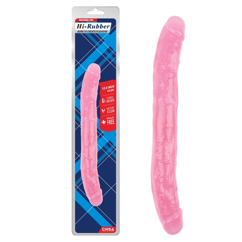 Фалоімітатор двосторонній рожевий Chisa Hi-Rubber 32,5 см * 3,5 см
