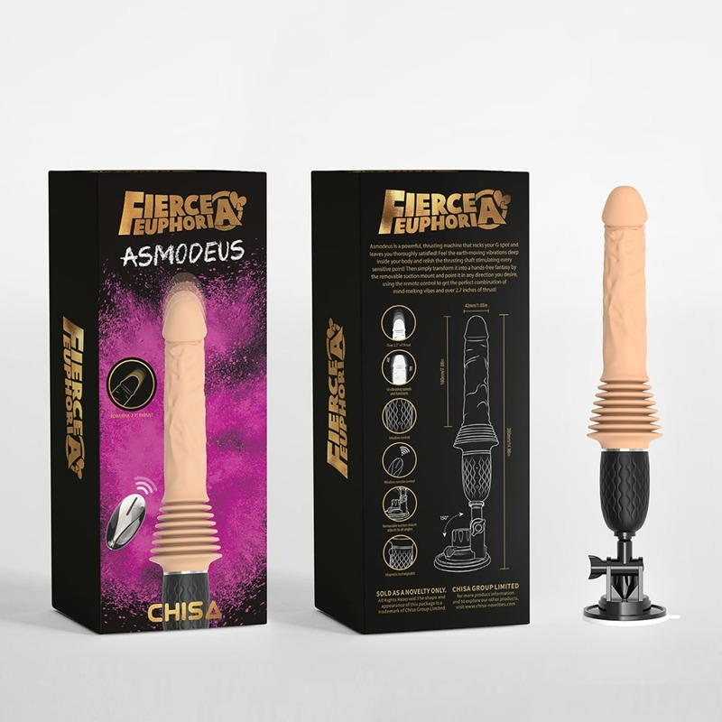 Реалістичний вібратор із фрикціями Chisa Fierce Euphoria Asmodeus з пультом, 30 см х 4.2 см