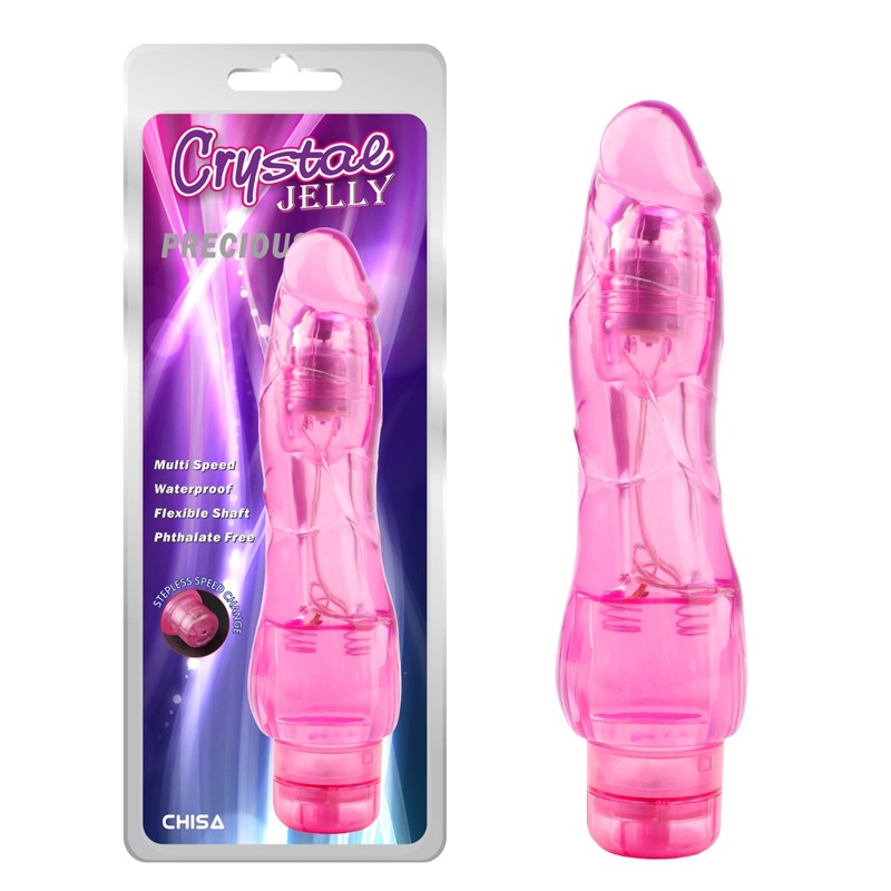 Вібромасажер Chisa Crystal Jelly Precious з реалістичною головкою та опуклими вінками, рожевий Вібромасажер Chisa Crystal Jelly Precious з реалістичною головкою та опуклими вінками, рожевий