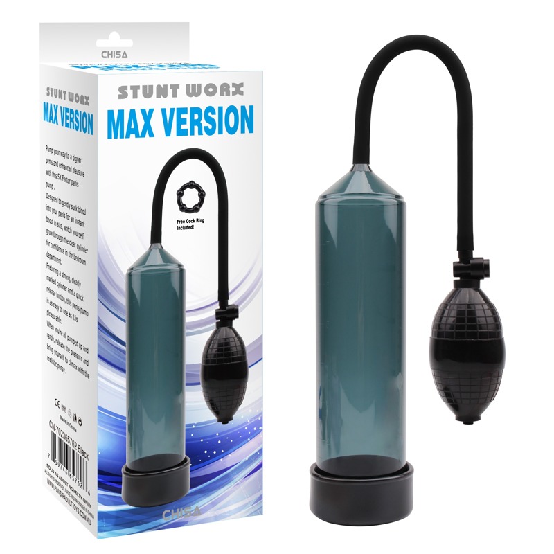 Помпа Chisa Stunt Worx Max Version Penis Pump з ерекційним кільцем, чорна