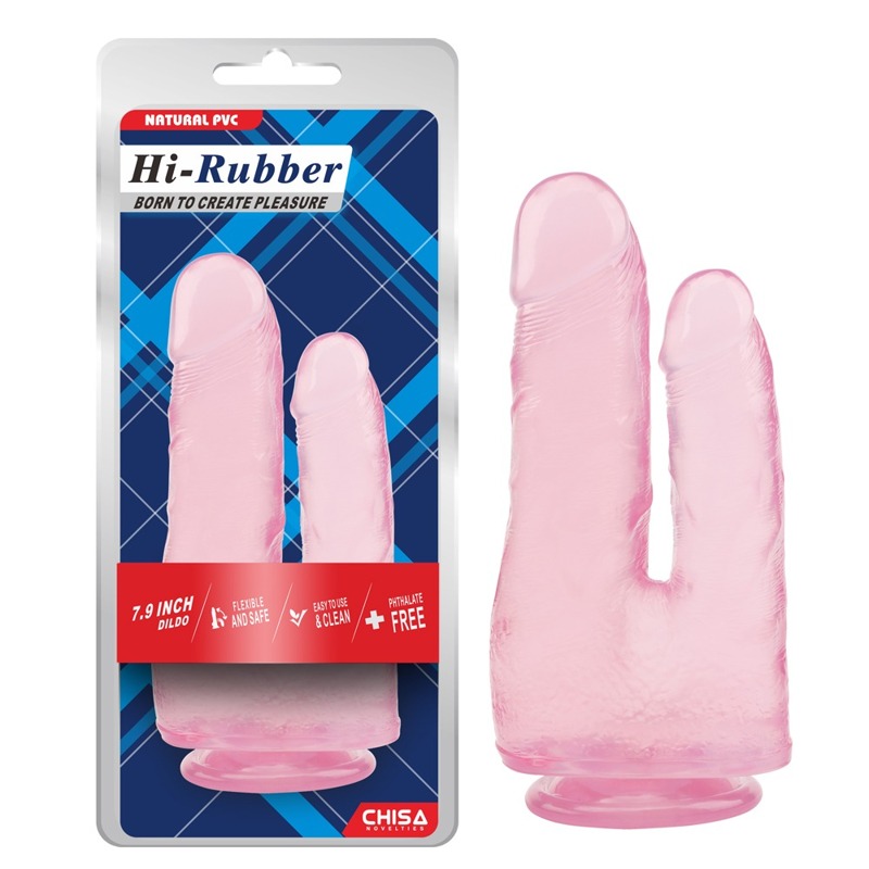 Фалоімітатор подвійний Chisa Hi-Rubber 7.9 на присосці, рожевий