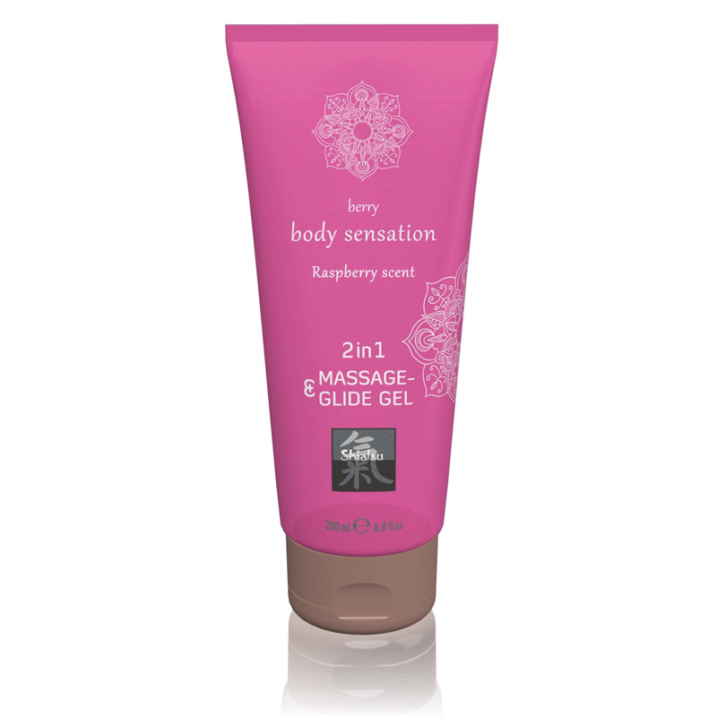 Лубрикант и массажное масло 2 в 1 HOT SHIATSU Massage-& Glide gel 2in1 Raspberry scent, 200 мл