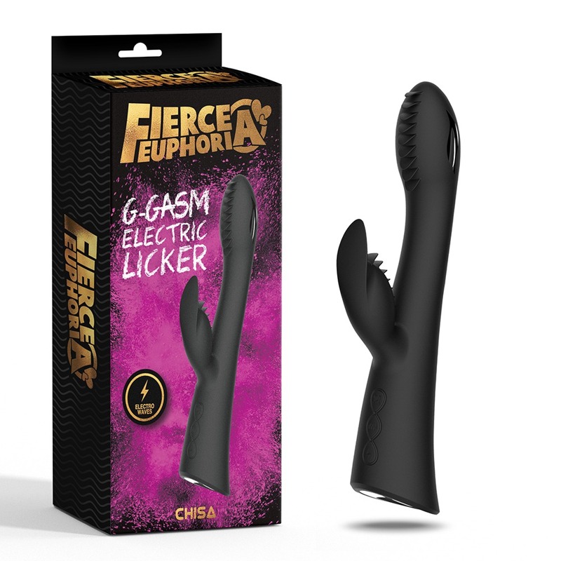Вібратор з електростимуляцією Chisa Fierce Euphoria G-GASM та кліторальним рельєфним відростком, чорний Вібратор з електростимуляцією Chisa Fierce Euphoria G-GASM та кліторальним рельєфним відростком, чорний