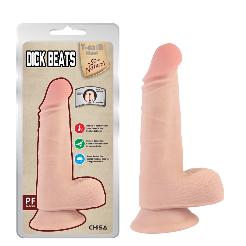Фалоімітатор із мошонкою на присосці Chisa T-skin ReaL Dick Beats, тілесний