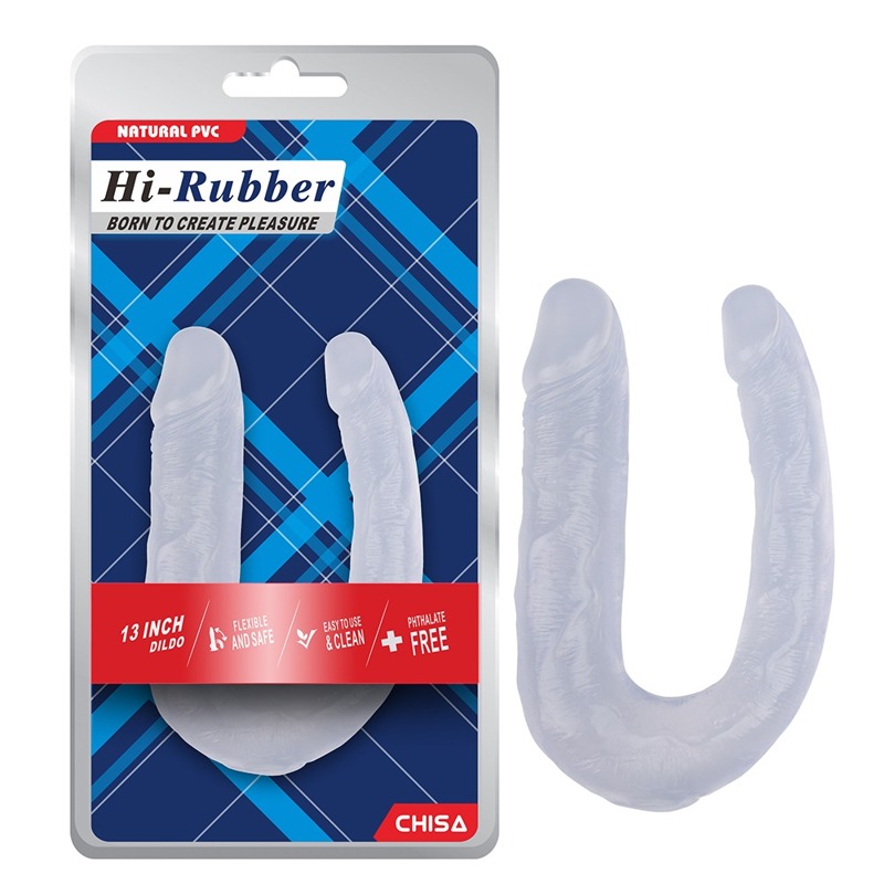 Фалоімітатор подвійний Chisa Hi-Rubber 13 Inch Dildo, прозорий