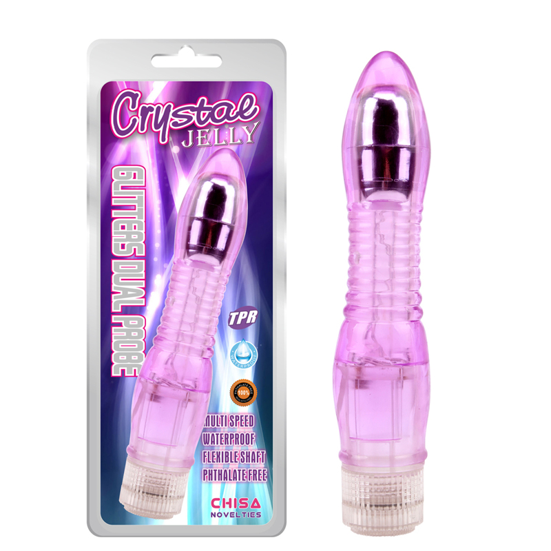 Вібратор гелевий ребристий Chisa Crystal Jellie, фіолетовий