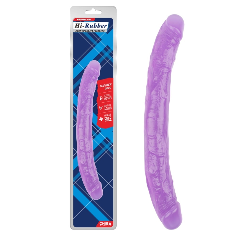 Фалоімітатор двосторонній фіолетовий Chisa Hi-Rubber 32,5 см * 3,5 см