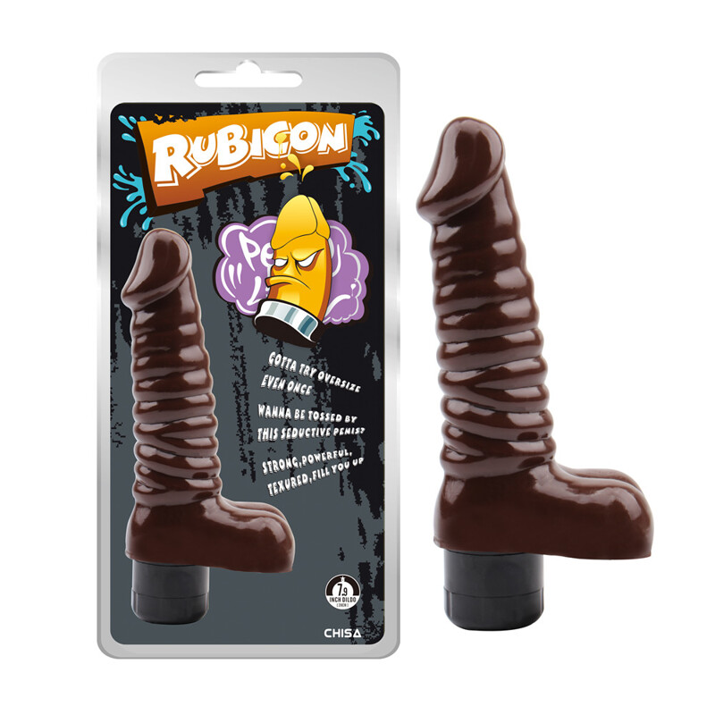 Вібратор рельєфний з яєчками Chisa RUBICON, коричневий