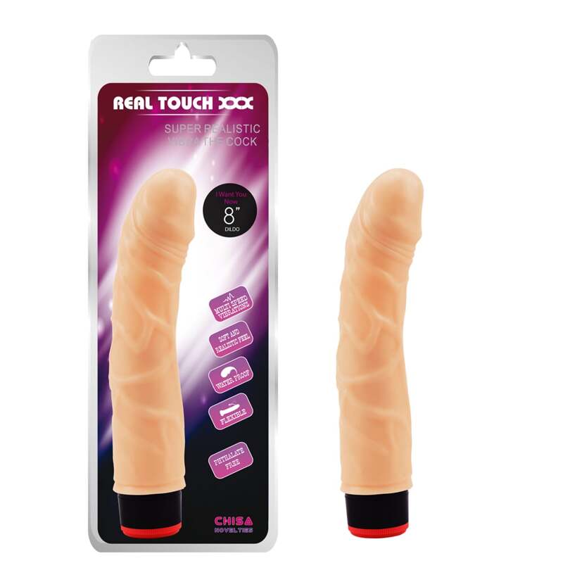 Вібратор реалістичний із кібершкіри на батарейках CHISA Real Touch XXX, бежевий