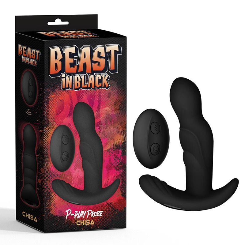 Масажер простати з ротацією Chisa BEAST IN BLACK та дистанційним пультом