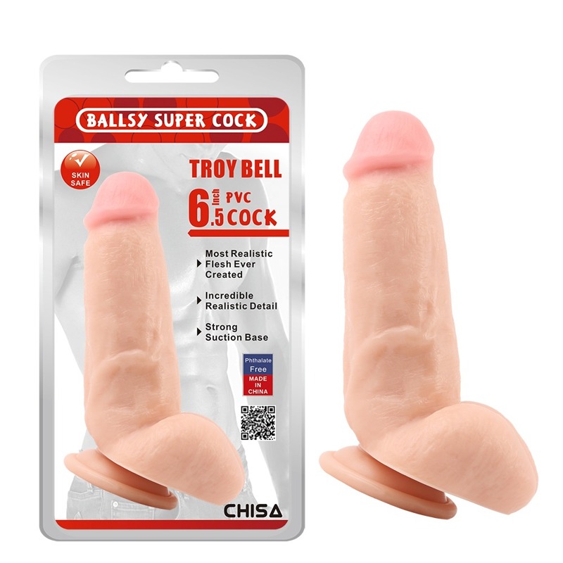 Фалоімітатор реалістичний на присосці Chisa Ballsy Super Cock Troy Bellс, бежевий