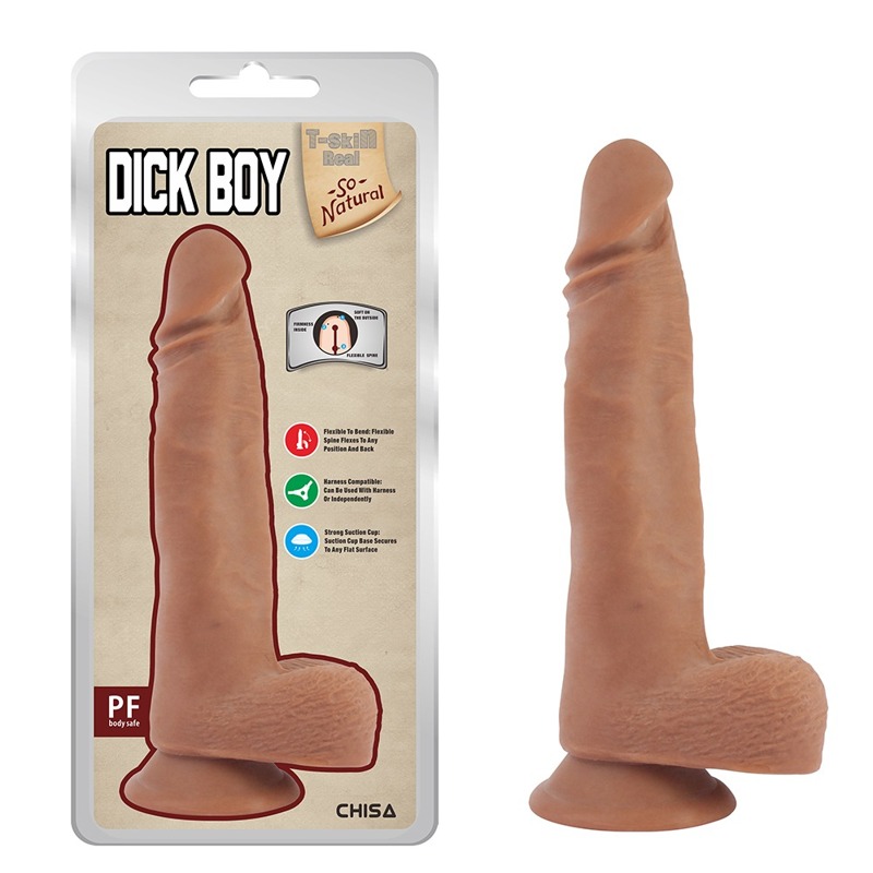 Фалоімітатор із мошонкою на присосці Chisa T-skin ReaL Dick Boy, бежевий