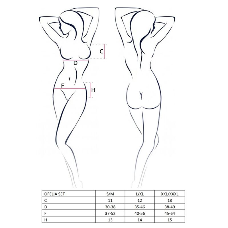 Комплект белья Passion OFELIA SET OpenBra L/XL, white, стринги, открытый лиф, широкий пояс
